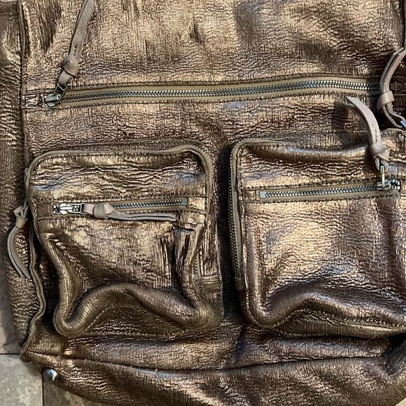 All Saints Rustic Metallic Gold Leather Slouchy Leather Hobo Bag - Picture 5 of 10
